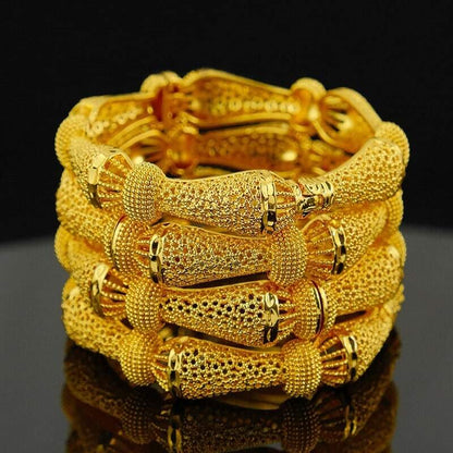 Luxury Gold Textured Bracelet YongxiJewelry 01