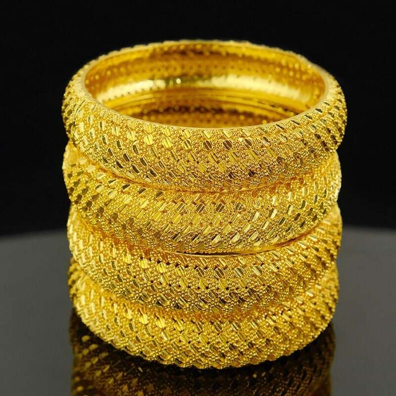 Luxury Gold Textured Bracelet YongxiJewelry 03