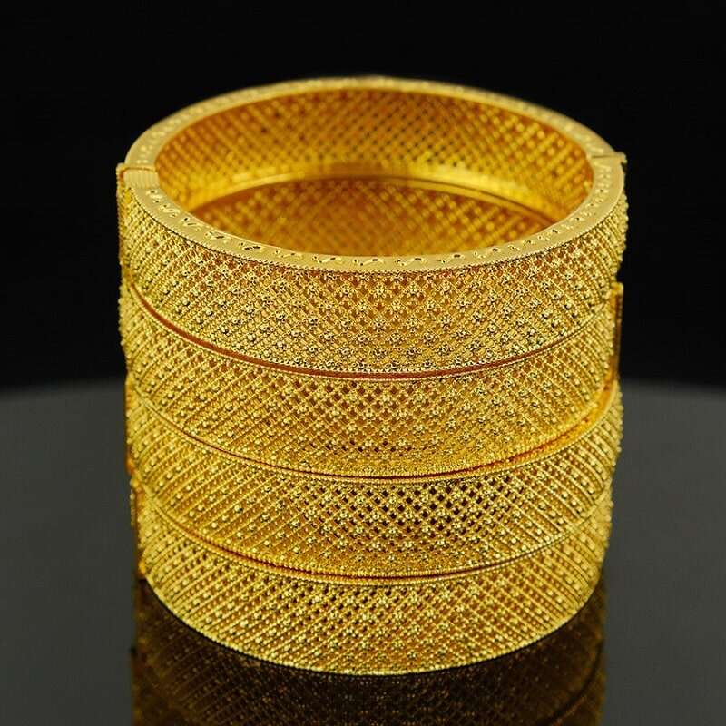 Luxury Gold Textured Bracelet YongxiJewelry 04