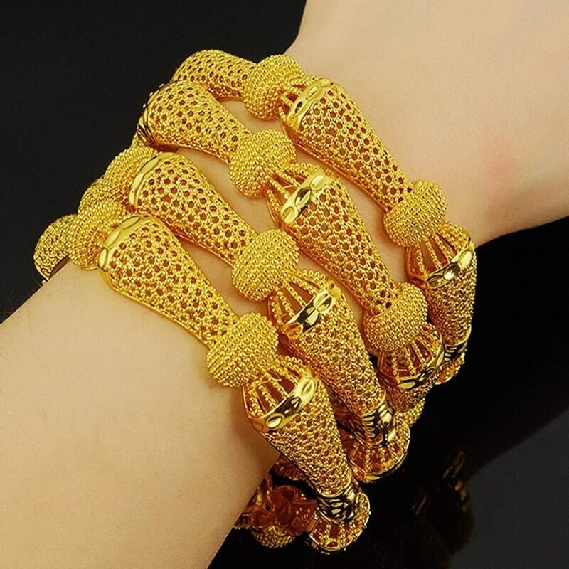 Luxury Gold Textured Bracelet YongxiJewelry 5