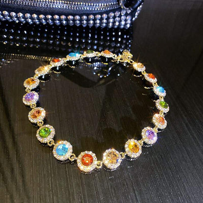 Multi-Colored Zircon Bracelet with Gold Chain YongxiJewelry 3