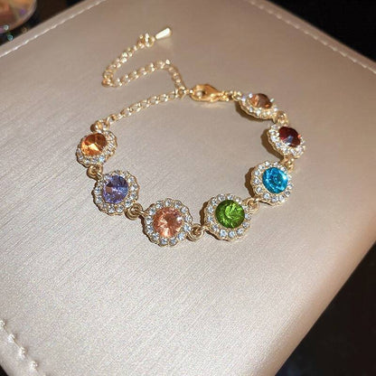 Multi-Colored Zircon Bracelet with Gold Chain YongxiJewelry 4