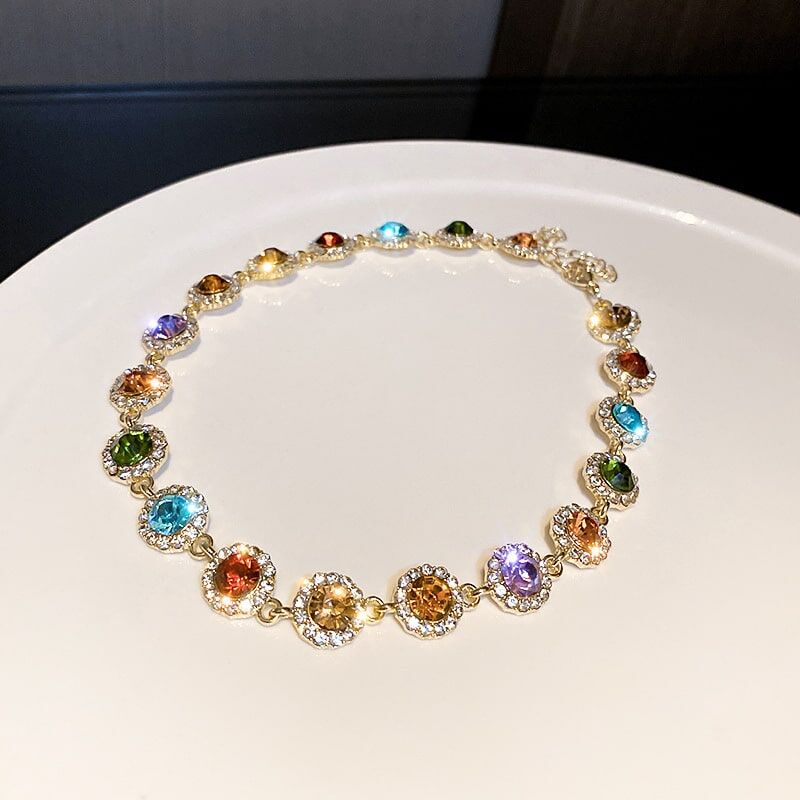 Multi-Colored Zircon Bracelet with Gold Chain YongxiJewelry 5