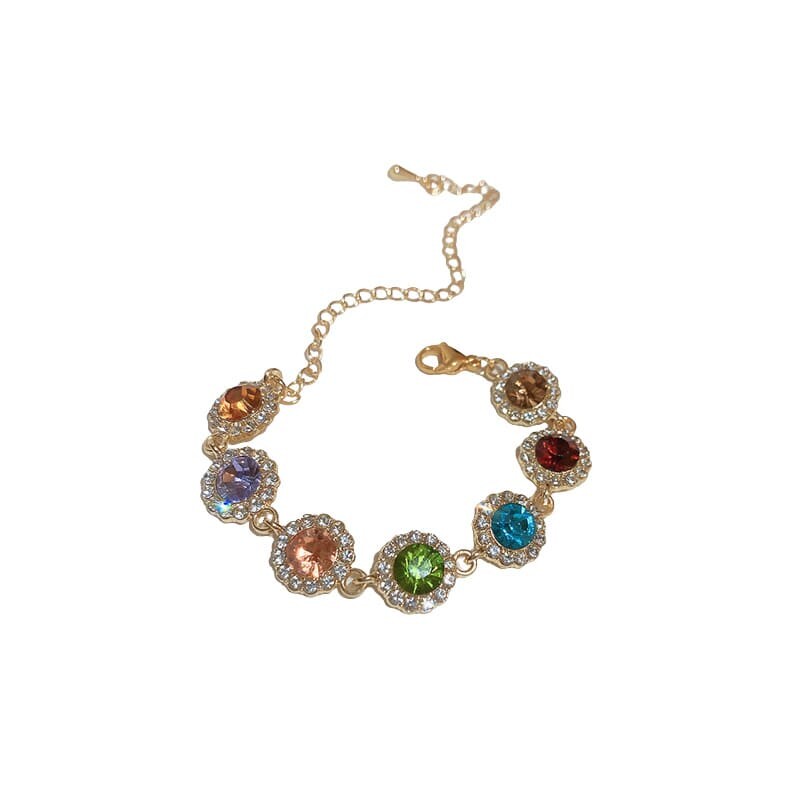 Multi-Colored Zircon Bracelet with Gold Chain YongxiJewelry 7