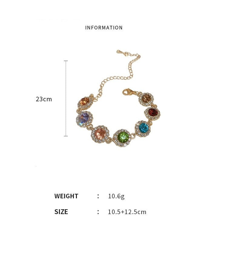 Multi-Colored Zircon Bracelet with Gold Chain YongxiJewelry 8