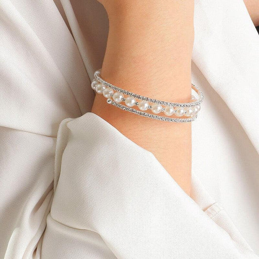 Multi-Row Rhinestone Pearl Bracelet YongxiJewelry 1