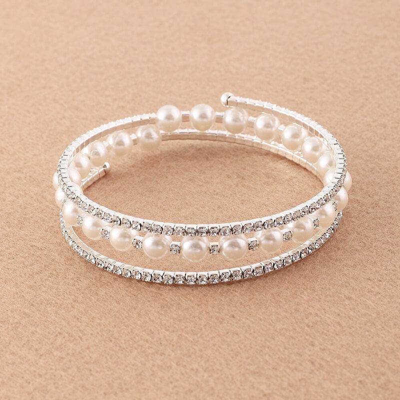 Multi-Row Rhinestone Pearl Bracelet YongxiJewelry 4