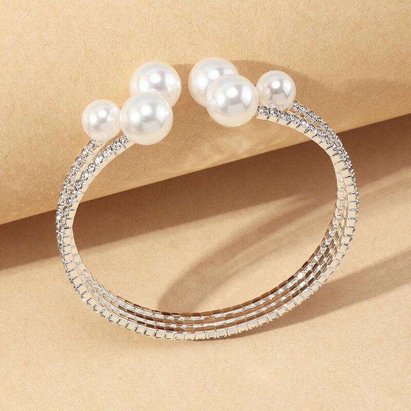 Multi-Row Rhinestone Pearl Bracelet YongxiJewelry 5