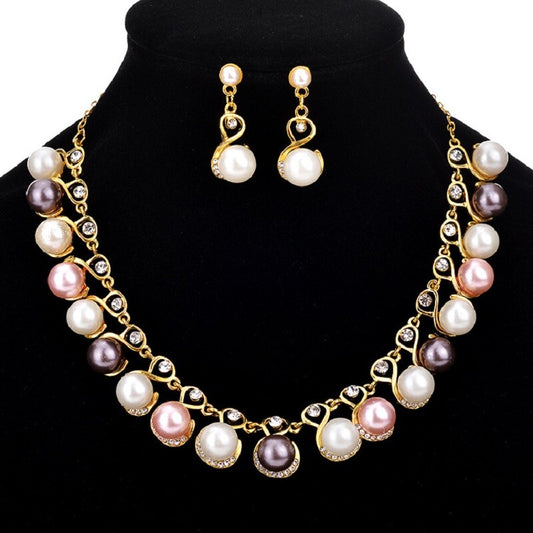 Multicolored Pearl Earring  Necklace Set YongxiJewelry 1