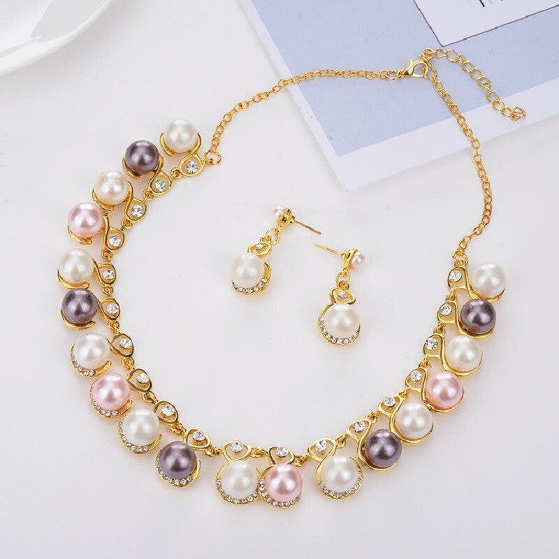 Multicolored Pearl Earring  Necklace Set YongxiJewelry 2