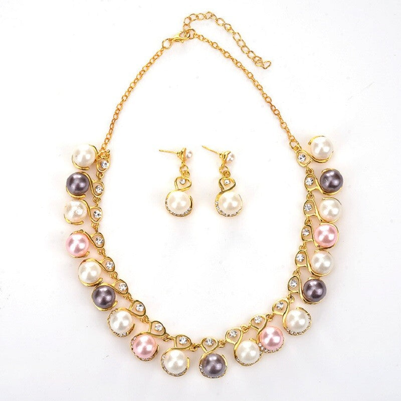 Multicolored Pearl Earring  Necklace Set YongxiJewelry 6