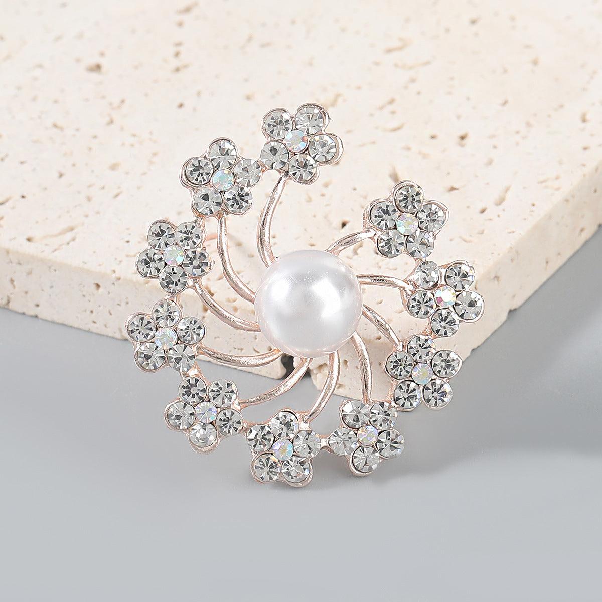 Flower Pearls Rhinestone Corsage YongxiJewelry 2