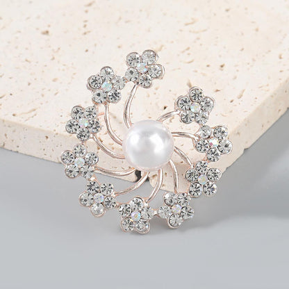 Flower Pearls Rhinestone Corsage YongxiJewelry 2