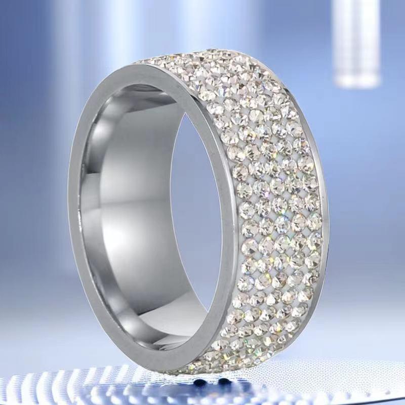 Luxury Diamond-Encrusted Titanium Ring YongxiJewelry Silver