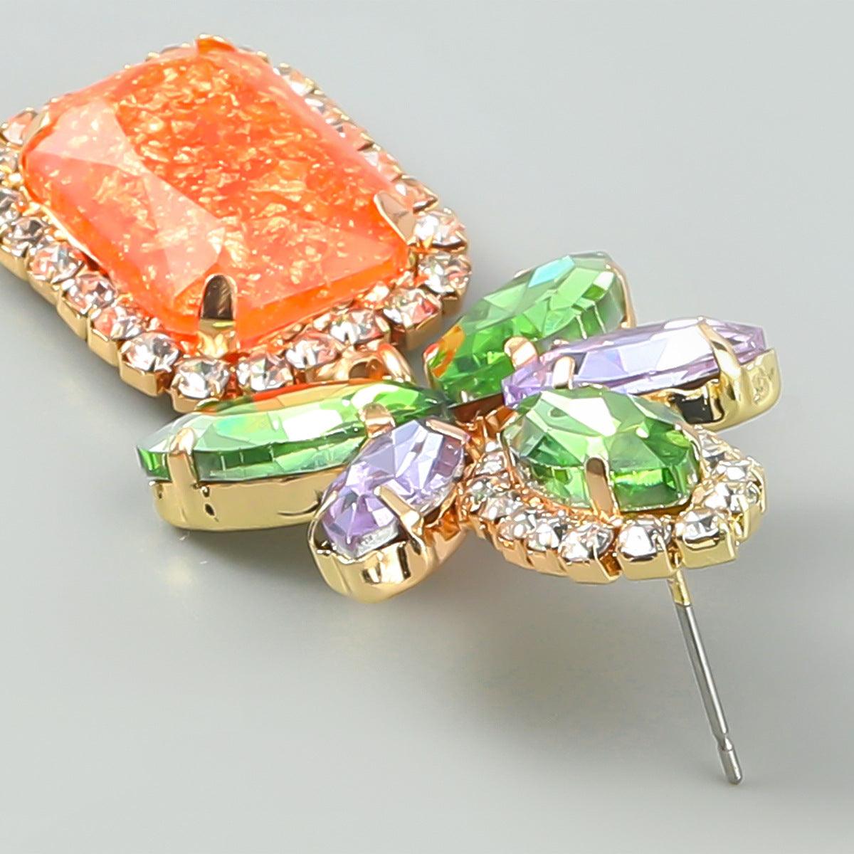 Colored Diamond Flower Square Earrings YongxiJewelry 5