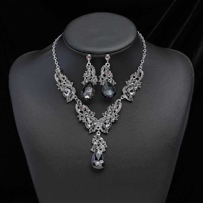 Temperament Necklace Earrings Set YongxiJewelry  Grey