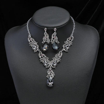 Temperament Necklace Earrings Set YongxiJewelry  Grey