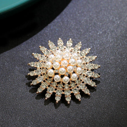 Starburst Diamond Pearl  Brooch YongxiJewelry 5