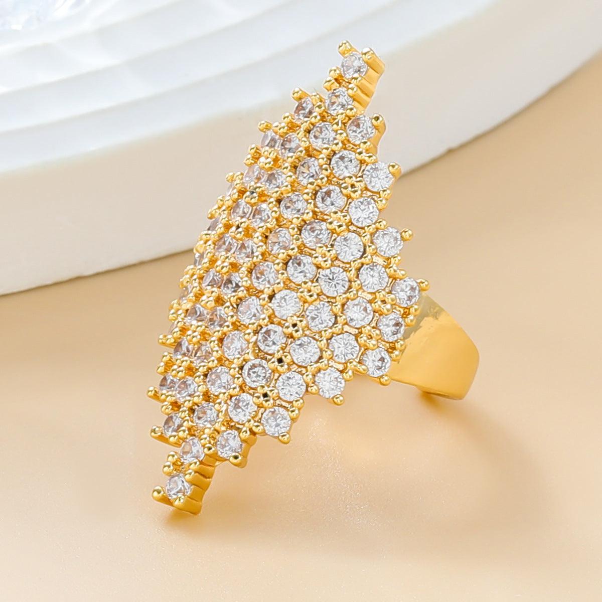 Open Ring For Girls Diamond-Shaped Index Finger Ring  YongxiJewelry Gold