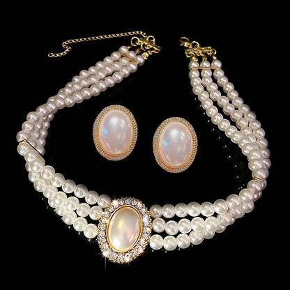 Elegant Pearl Necklace & Earrings Set YongxiJewelry 5