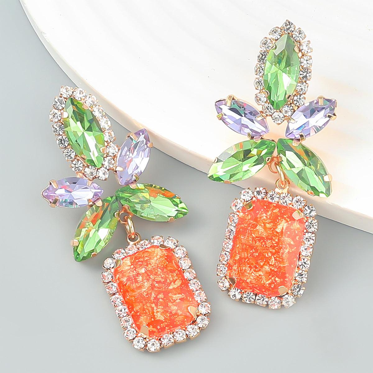 Colored Diamond Flower Square Earrings YongxiJewelry 2