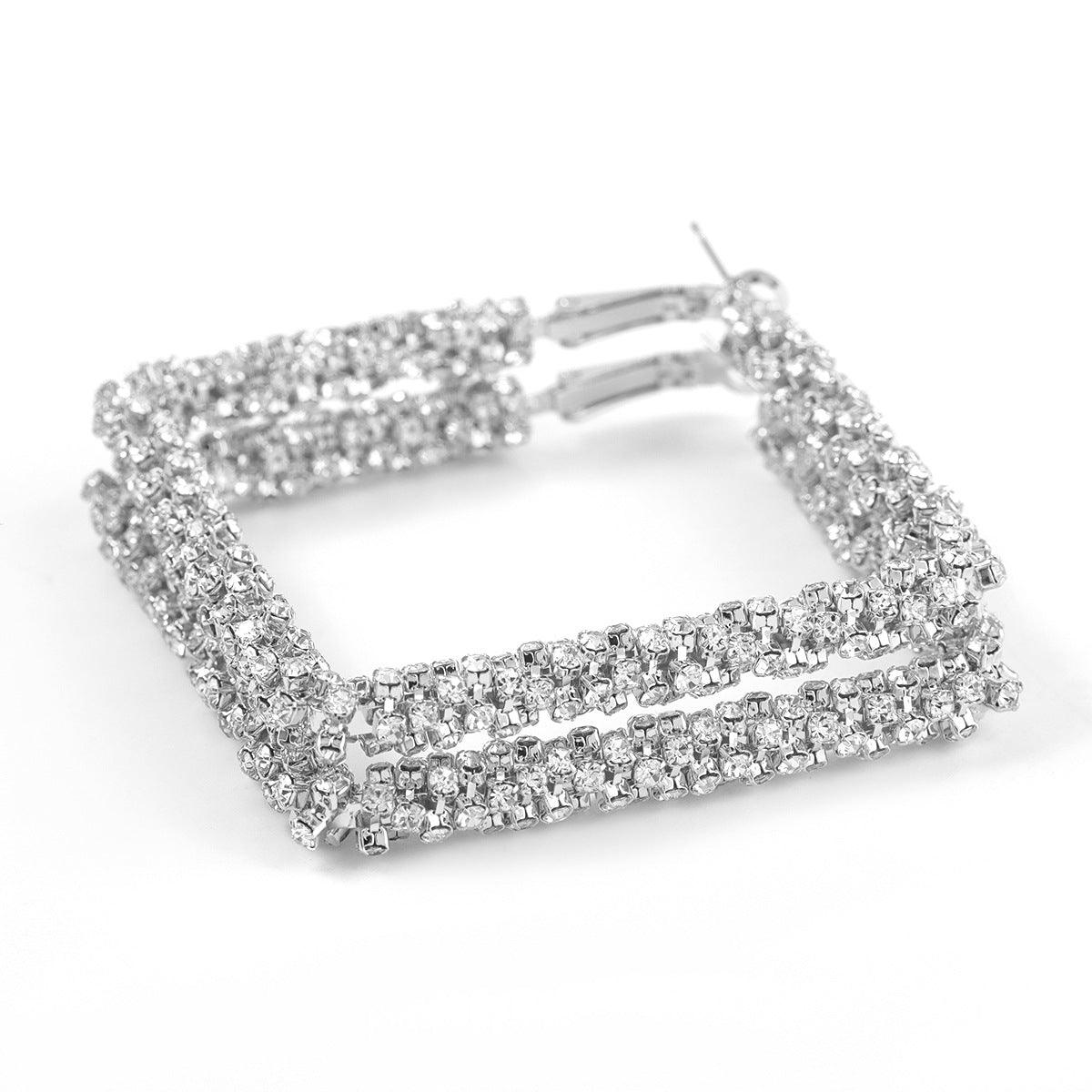 Trendy Women Square Rhinestone Evening Earrings YongxiJewelry 6