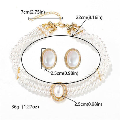 Elegant Pearl Necklace & Earrings Set YongxiJewelry 6