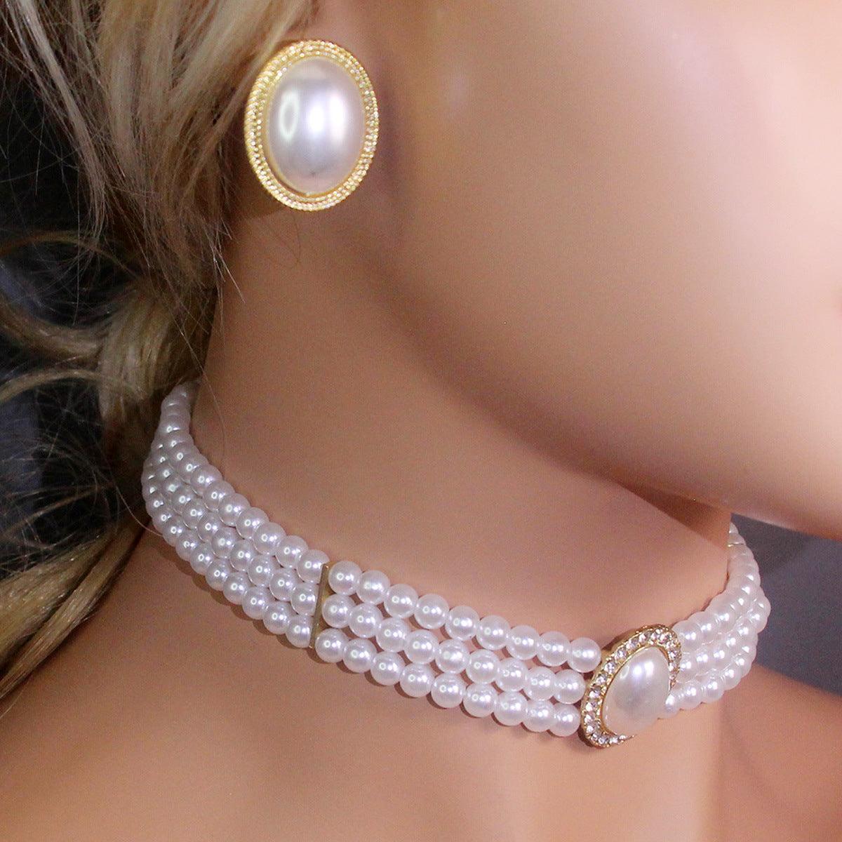 Elegant Pearl Necklace & Earrings Set YongxiJewelry 2