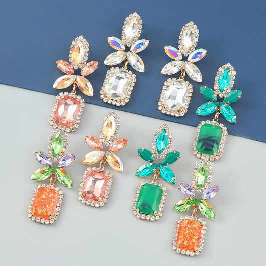 Colored Diamond Flower Square Earrings YongxiJewelry 1