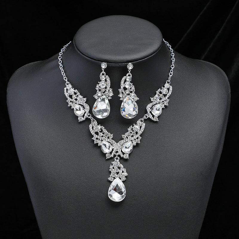 Temperament Necklace Earrings Set YongxiJewelry  White