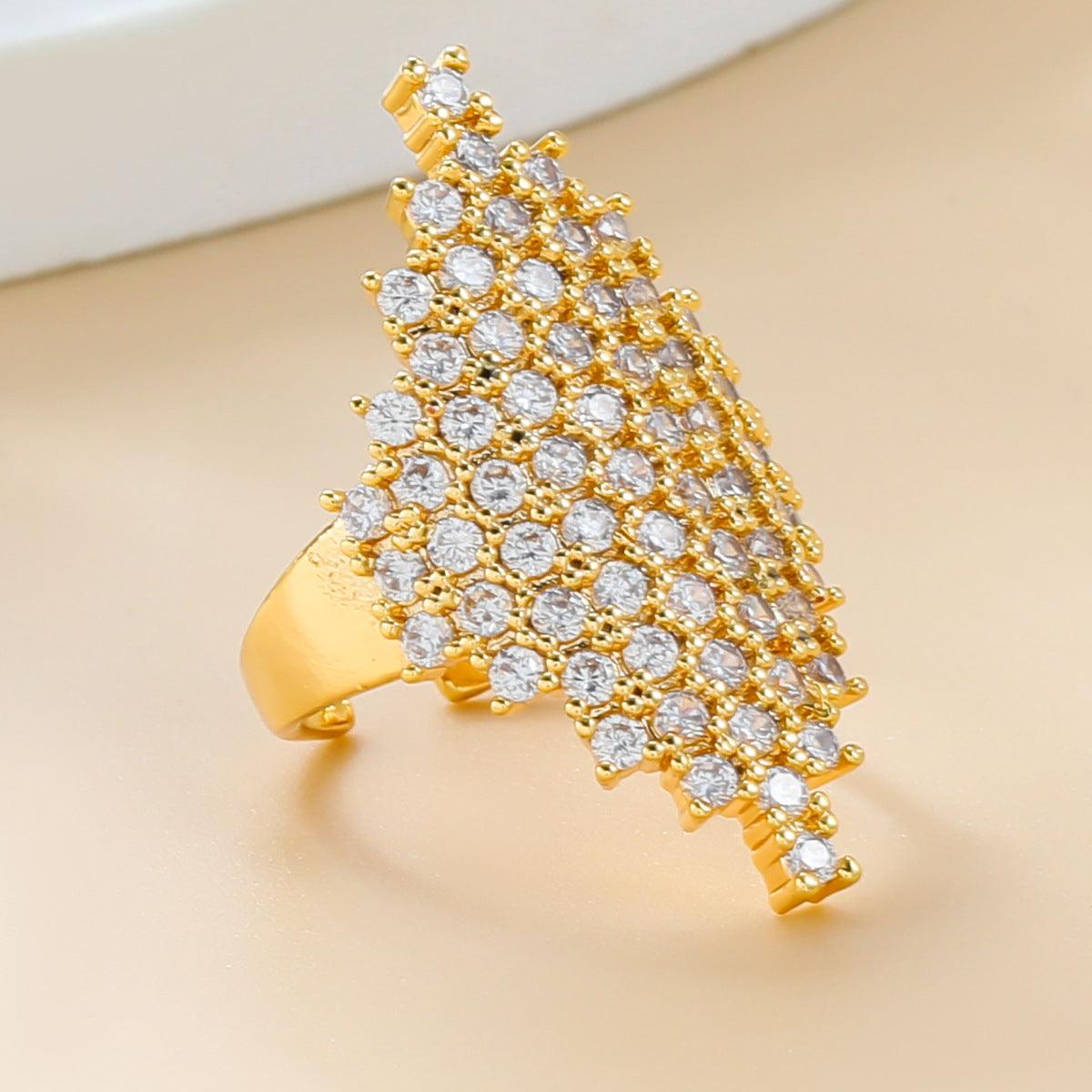 Open Ring For Girls Diamond-Shaped Index Finger Ring  YongxiJewelry Gold 5