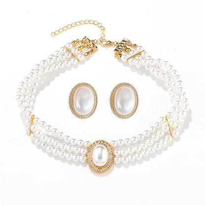 Elegant Pearl Necklace & Earrings Set YongxiJewelry 4