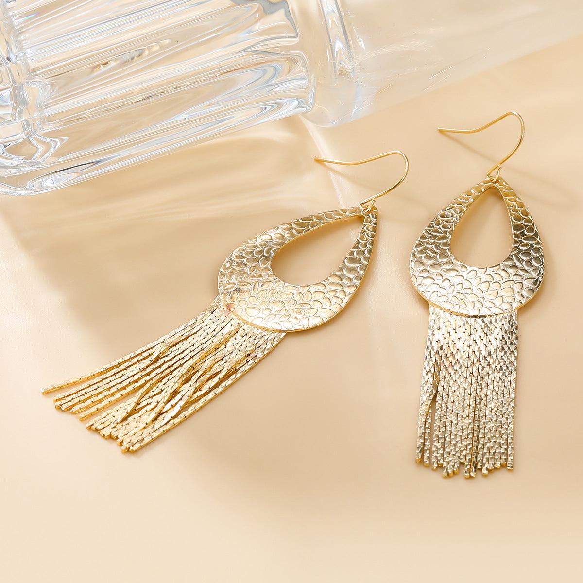 Drop-Shaped Tassel Earrings, Metal Ear Hooks YongxiJewelry 3