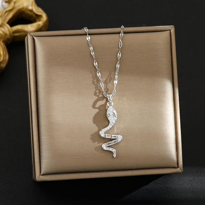 Snake Pendant Titanium Steel Necklace YongxiJewelry Silver