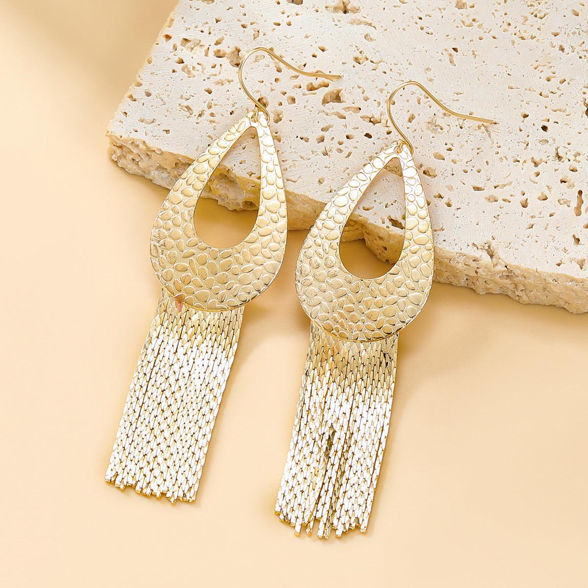 Drop-Shaped Tassel Earrings, Metal Ear Hooks YongxiJewelry 2