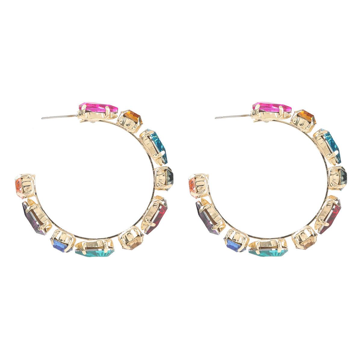 Fashion Colored Diamond C-Shaped Earrings YongxiJewelry 7