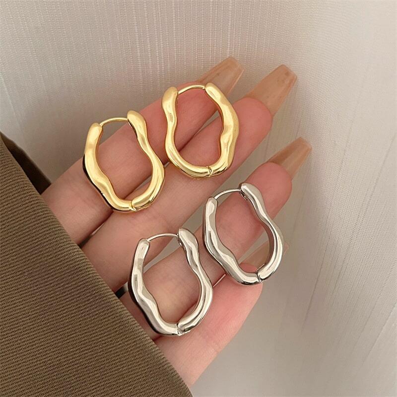 Organic Metal Hoop Earrings YongxiJewelry  5