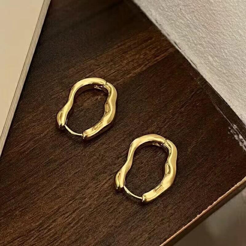 Organic Metal Hoop Earrings YongxiJewelry  4