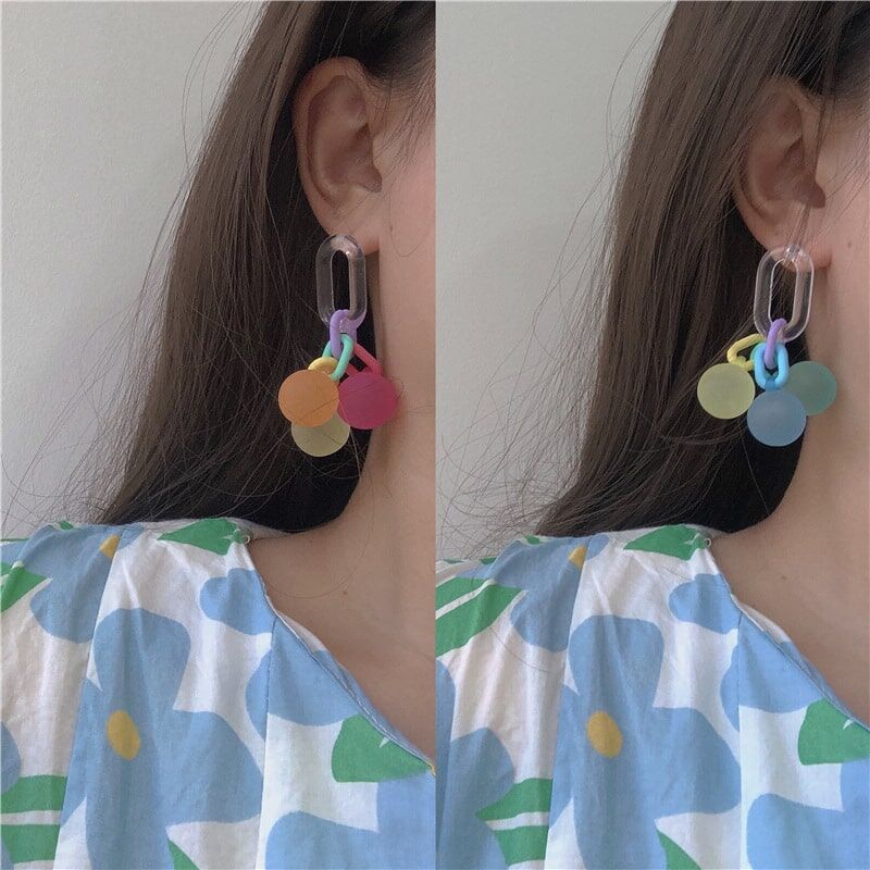 Pastel Bead Hoop Earrings YongxiJewelry  1