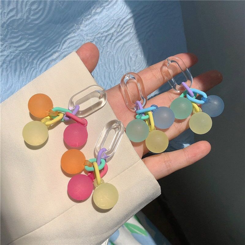 Pastel Bead Hoop Earrings YongxiJewelry  2