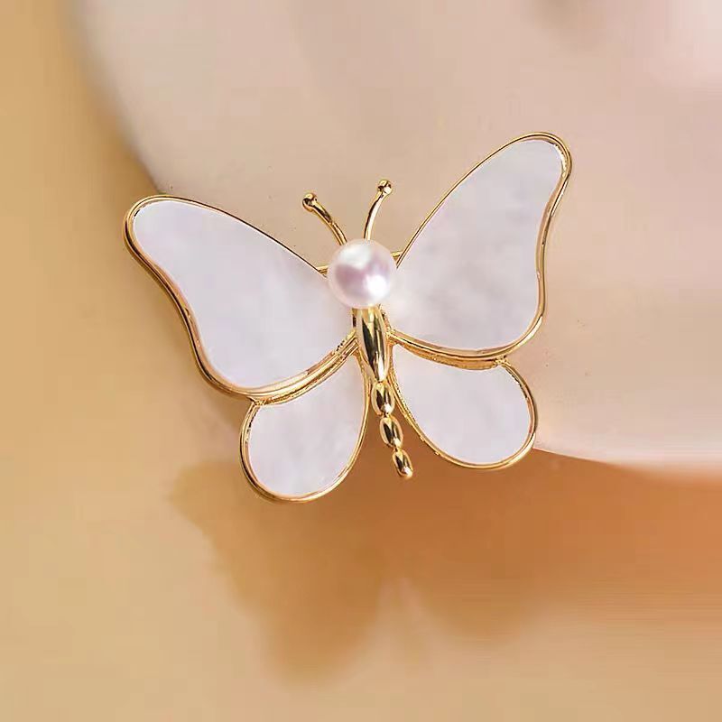 Pearl & Mother of Pearl Butterfly Brooch YongxiJewelry 2