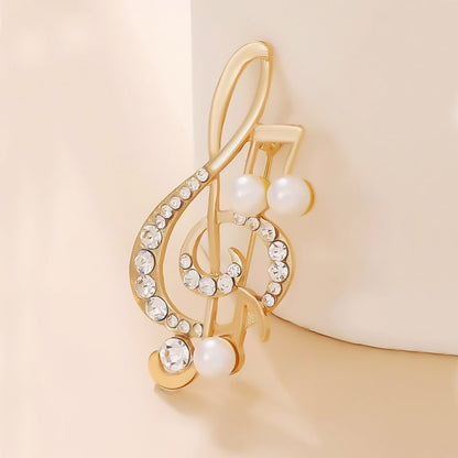 Pearl and rhinestone musical note brooch YongxiJewelry 1