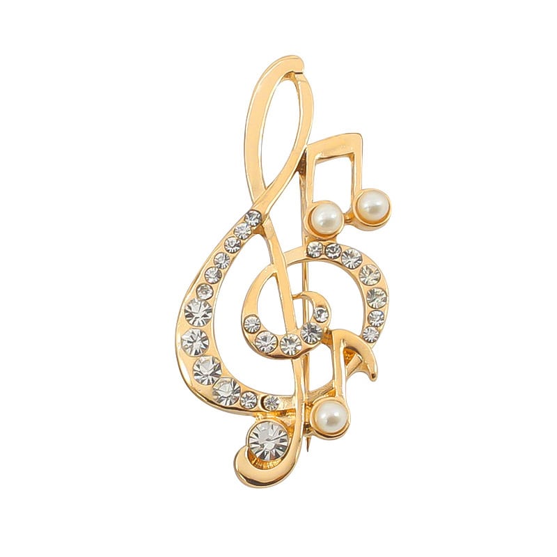 Pearl and rhinestone musical note brooch YongxiJewelry 5