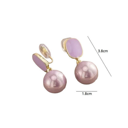 Purple Pearl Clip Earrings YongxiJewelry 1 3