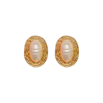 Retro Oval Pearl Earrings YongxiJewelry  6