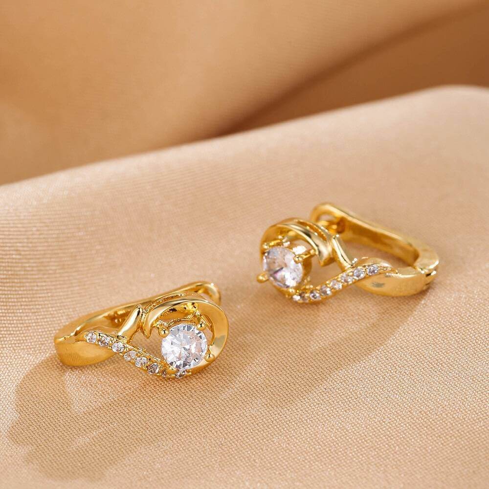 Rhinestone Gold Earrings YongxiJewlry 4