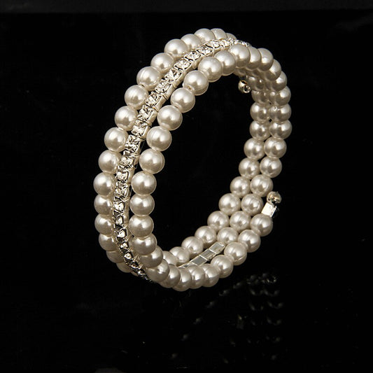 Elegant Rhinestones & Pearl Bracelet, Statement Bracelet, Fashion Jewelry 1