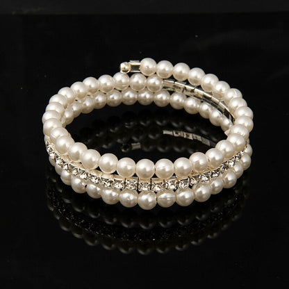 Elegant Rhinestones & Pearl Bracelet, Statement Bracelet, Fashion Jewelry 5