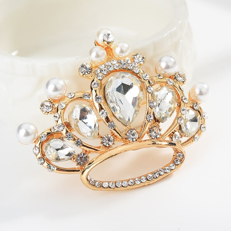 Royal Crown Zircon Pearl Brooch YongxiJewelry 3