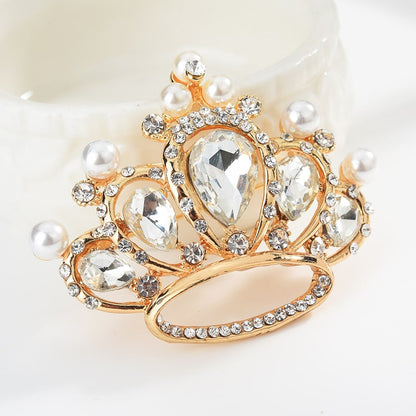 Royal Crown Zircon Pearl Brooch YongxiJewelry 3